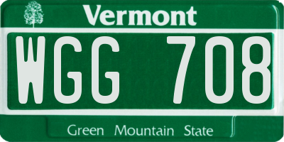 VT license plate WGG708