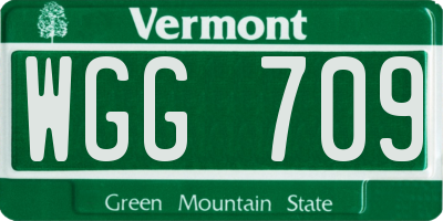 VT license plate WGG709