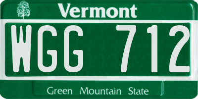 VT license plate WGG712