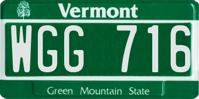 VT license plate WGG716
