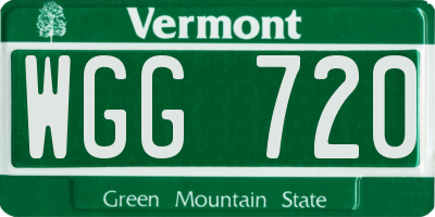 VT license plate WGG720