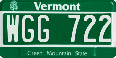 VT license plate WGG722