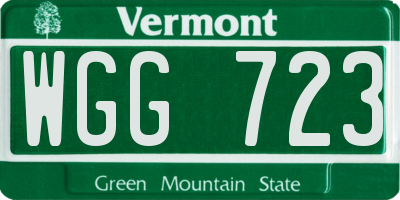 VT license plate WGG723