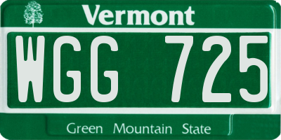 VT license plate WGG725
