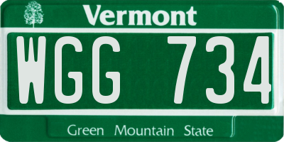 VT license plate WGG734