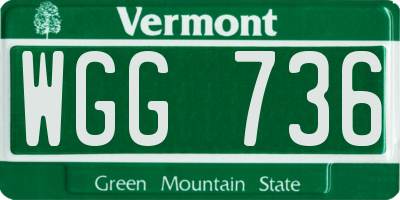 VT license plate WGG736