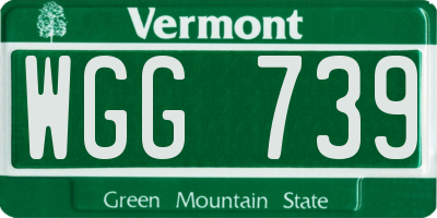 VT license plate WGG739