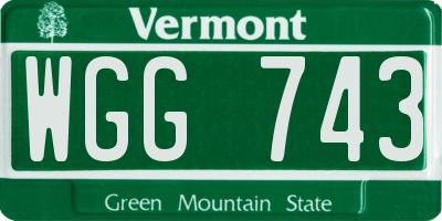 VT license plate WGG743