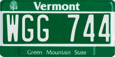 VT license plate WGG744