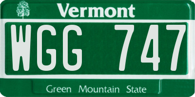 VT license plate WGG747