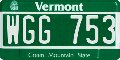 VT license plate WGG753