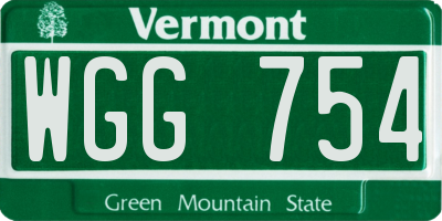 VT license plate WGG754