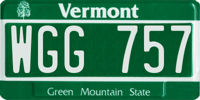 VT license plate WGG757