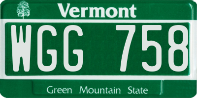 VT license plate WGG758