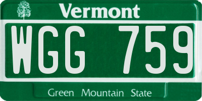 VT license plate WGG759