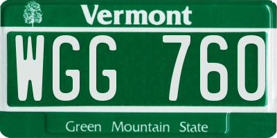 VT license plate WGG760