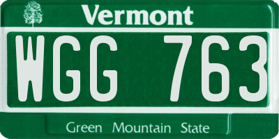 VT license plate WGG763