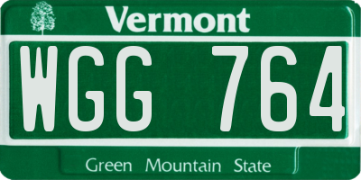 VT license plate WGG764