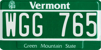 VT license plate WGG765