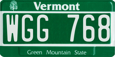 VT license plate WGG768