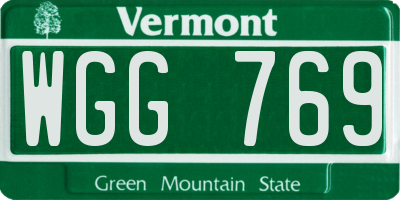 VT license plate WGG769