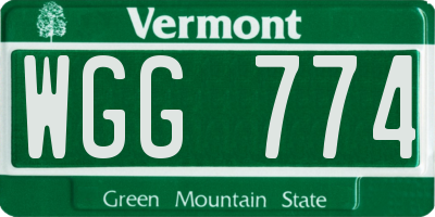 VT license plate WGG774