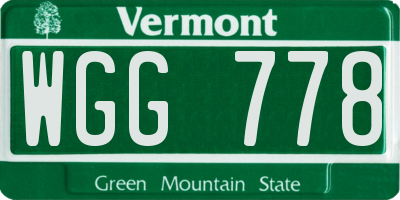 VT license plate WGG778