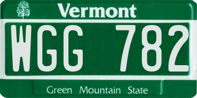 VT license plate WGG782