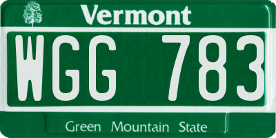 VT license plate WGG783
