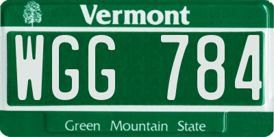 VT license plate WGG784