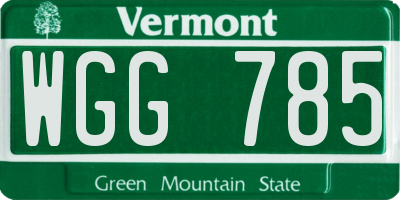 VT license plate WGG785