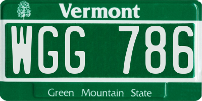 VT license plate WGG786