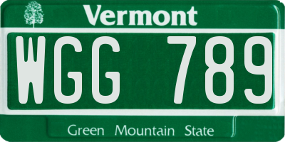 VT license plate WGG789