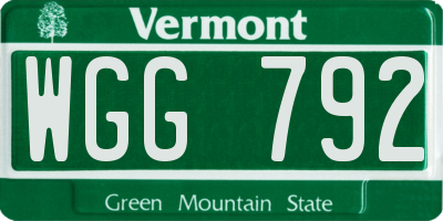 VT license plate WGG792