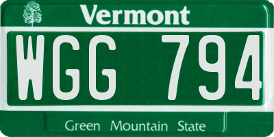 VT license plate WGG794