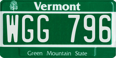 VT license plate WGG796