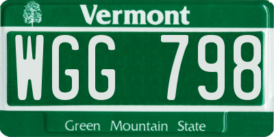 VT license plate WGG798
