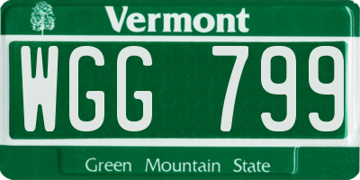VT license plate WGG799