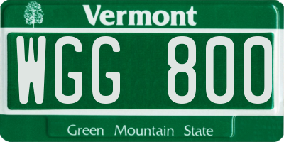 VT license plate WGG800