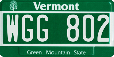 VT license plate WGG802