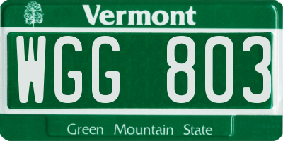 VT license plate WGG803