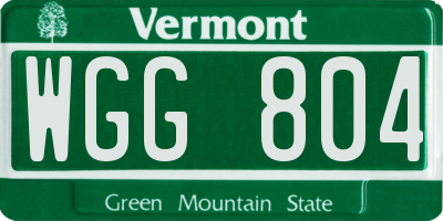 VT license plate WGG804