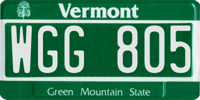 VT license plate WGG805