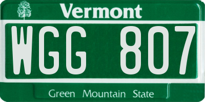 VT license plate WGG807