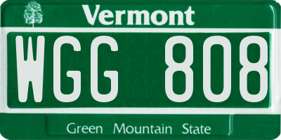 VT license plate WGG808