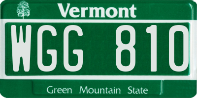 VT license plate WGG810