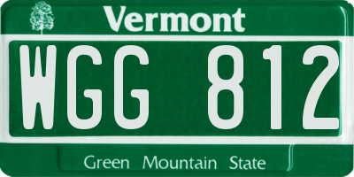 VT license plate WGG812