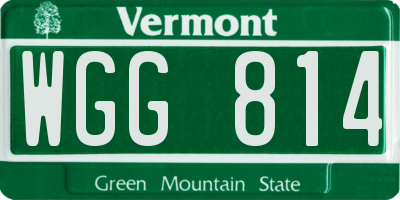 VT license plate WGG814