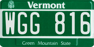 VT license plate WGG816
