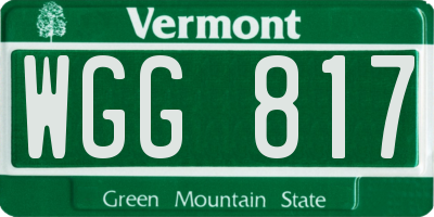VT license plate WGG817